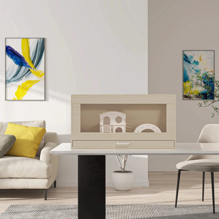 Teak Wooden Hamster Cage with Storage Cabinet, Easy View Acrylic Panels, X-large Size Default -DTYStore