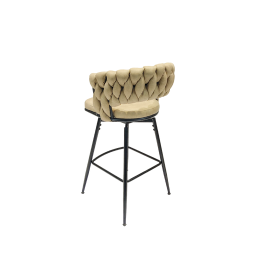 Technical Leather Woven Bar Stool Set of 2, 360 Swivel Bar Stools with Back and Footrest, Light Brown Default -DTYStore