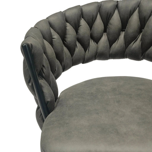 Technical Leather Woven Bar Stool Set of 2, 360 Swivel Upholstered Chairs with Back Footrest, Tan Default -DTYStore