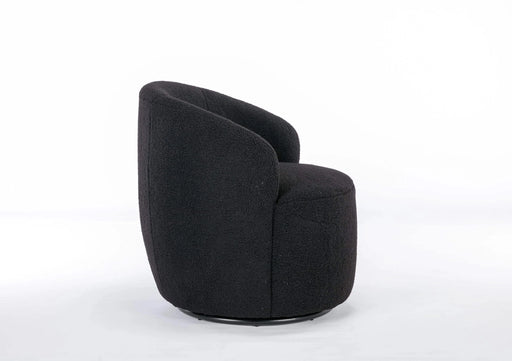 Teddy Fabric Swivel Accent Armchair Barrel Chair With Black Powder Coating Metal Ring,Black Default -DTYStore