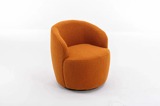 Teddy Fabric Swivel Accent Armchair Barrel Chair With Black Powder Coating Metal Ring,Caramel Default -DTYStore