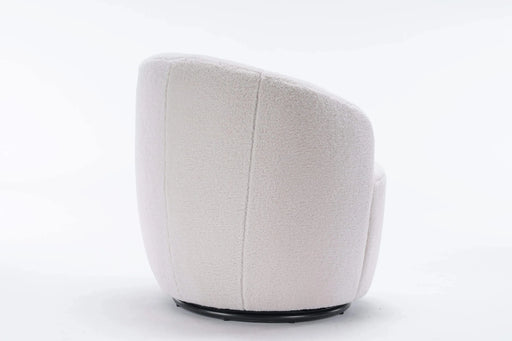 Teddy Fabric Swivel Accent Armchair Barrel Chair With Black Powder Coating Metal Ring,Ivory White Default -DTYStore