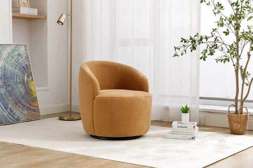 Teddy Fabric Swivel Accent Armchair Barrel Chair With Black Powder Coating Metal Ring,Khaki Default -DTYStore