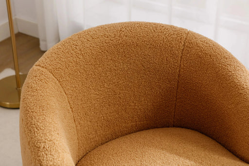 Teddy Fabric Swivel Accent Armchair Barrel Chair With Black Powder Coating Metal Ring,Khaki Default -DTYStore