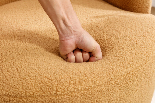 Teddy Fabric Swivel Accent Armchair Barrel Chair With Black Powder Coating Metal Ring,Khaki Default -DTYStore