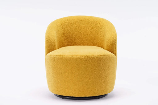 Teddy Fabric Swivel Accent Armchair Barrel Chair With Black Powder Coating Metal Ring,Yellow Default -DTYStore