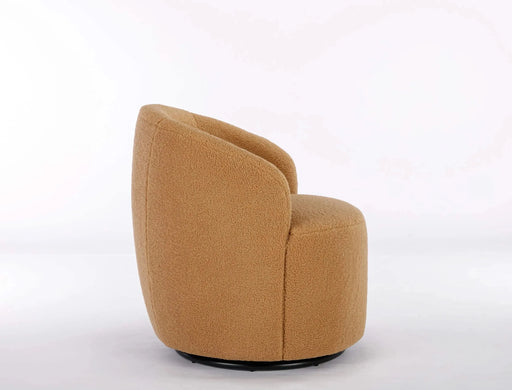 Teddy Fabric Swivel Accent Armchair Barrel Chair With Powder Coating Metal Ring-DTYStore