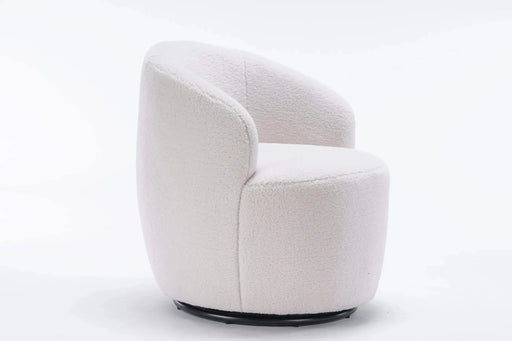 Teddy Fabric Swivel Accent Armchair Barrel Chair With Powder Coating Metal Ring-DTYStore
