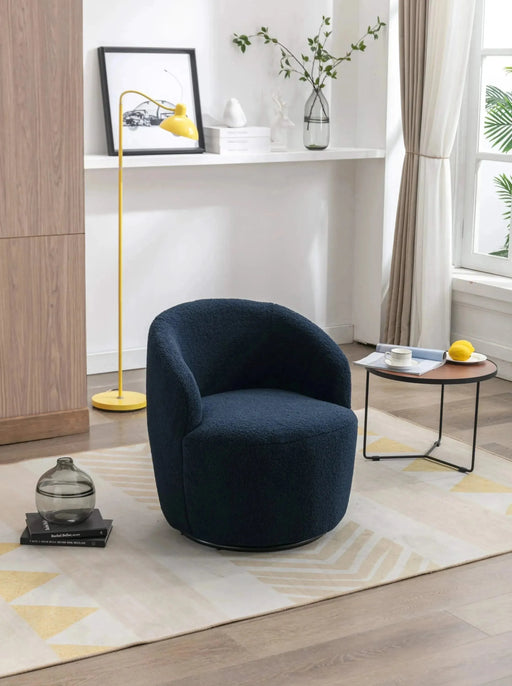 Teddy Fabric Swivel Accent Armchair Barrel Chair With Powder Coating Metal Ring-DTYStore