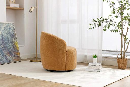 Teddy Fabric Swivel Accent Armchair Barrel Chair With Powder Coating Metal Ring-DTYStore