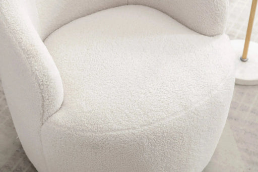 Teddy Fabric Swivel Accent Armchair Barrel Chair With Powder Coating Metal Ring-DTYStore