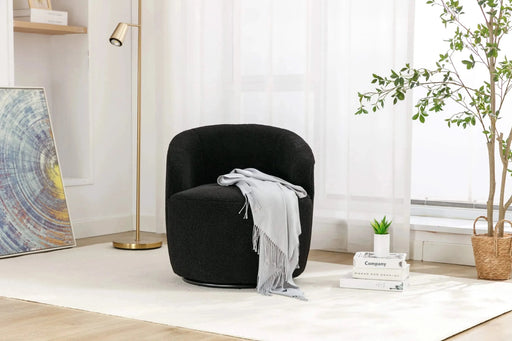 Teddy Fabric Swivel Accent Armchair Barrel Chair With Powder Coating Metal Ring-DTYStore