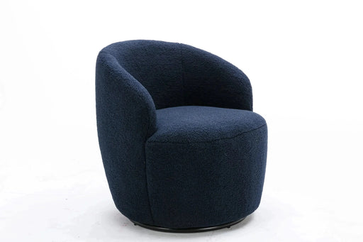Teddy Fabric Swivel Accent Armchair Barrel Chair With Powder Coating Metal Ring-DTYStore
