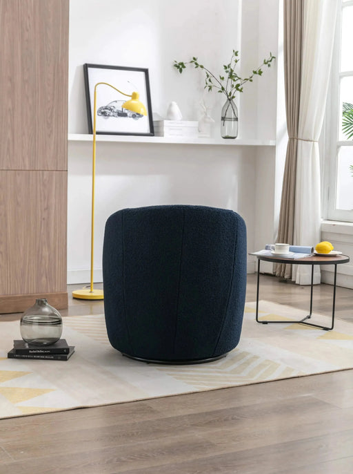 Teddy Fabric Swivel Accent Armchair Barrel Chair With Powder Coating Metal Ring-DTYStore