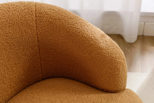 Teddy Fabric Swivel Accent Armchair Barrel Chair With Powder Coating Metal Ring-DTYStore