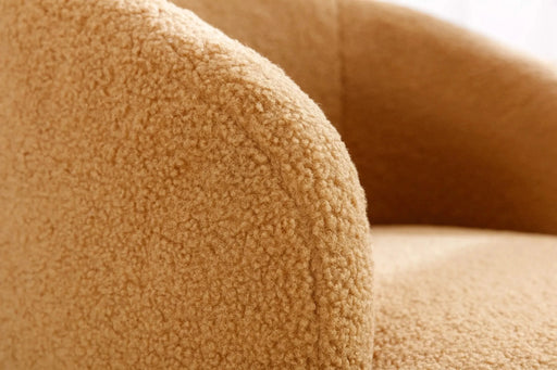 Teddy Fabric Swivel Accent Armchair Barrel Chair With Powder Coating Metal Ring-DTYStore