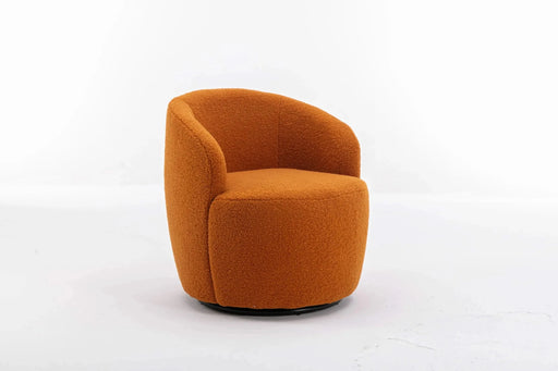Teddy Fabric Swivel Accent Armchair Barrel Chair With Powder Coating Metal Ring-DTYStore