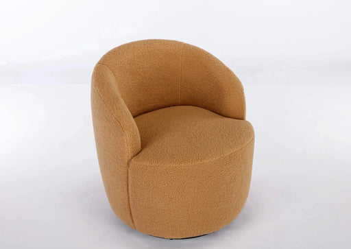 Teddy Fabric Swivel Accent Armchair Barrel Chair With Powder Coating Metal Ring-DTYStore