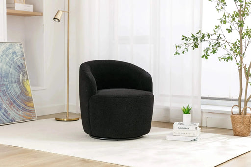 Teddy Fabric Swivel Accent Armchair Barrel Chair With Powder Coating Metal Ring-DTYStore