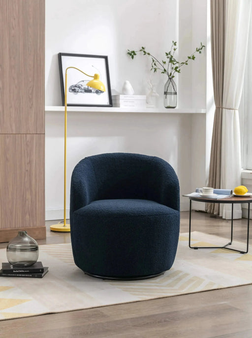 Teddy Fabric Swivel Accent Armchair Barrel Chair With Powder Coating Metal Ring-DTYStore