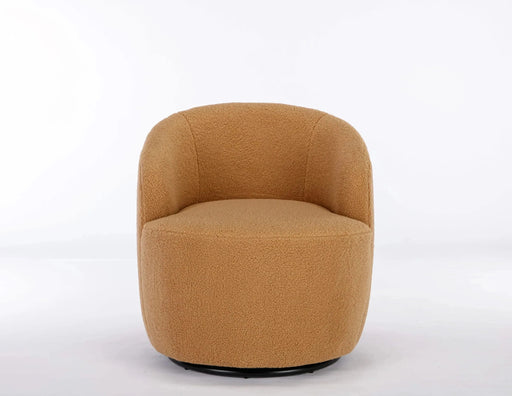 Teddy Fabric Swivel Accent Armchair Barrel Chair With Powder Coating Metal Ring-DTYStore