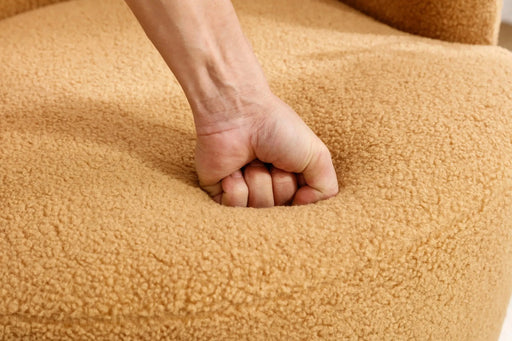 Teddy Fabric Swivel Accent Armchair Barrel Chair With Powder Coating Metal Ring-DTYStore