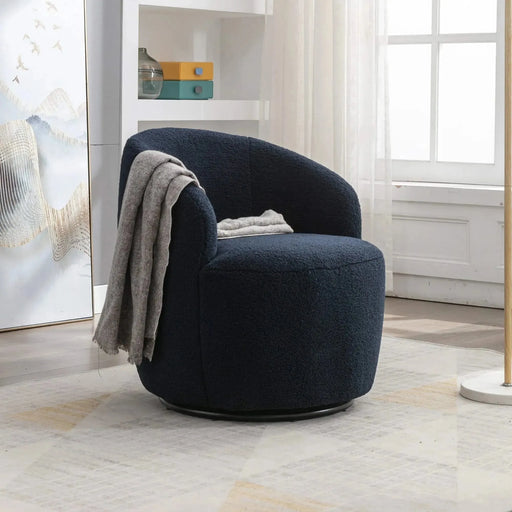 Teddy Fabric Swivel Accent Armchair Barrel Chair With Powder Coating Metal Ring-DTYStore