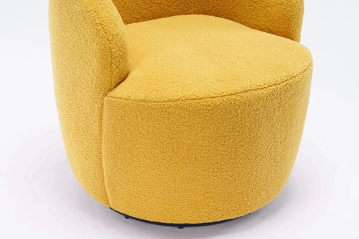 Teddy Fabric Swivel Accent Armchair Barrel Chair With Powder Coating Metal Ring-DTYStore