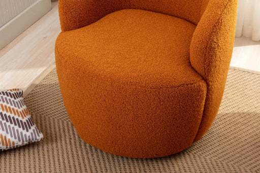 Teddy Fabric Swivel Accent Armchair Barrel Chair With Powder Coating Metal Ring-DTYStore