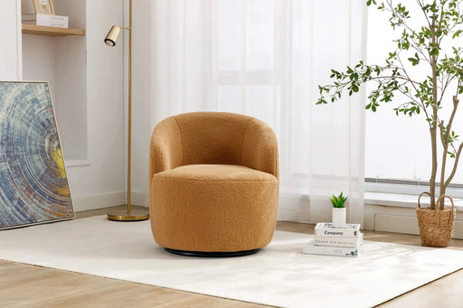 Teddy Fabric Swivel Accent Armchair Barrel Chair With Powder Coating Metal Ring-DTYStore