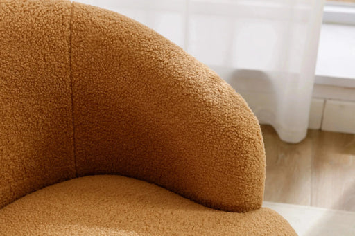 Teddy Fabric Swivel Accent Armchair Barrel Chair With Powder Coating Metal Ring-DTYStore