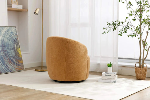 Teddy Fabric Swivel Accent Armchair Barrel Chair With Powder Coating Metal Ring-DTYStore