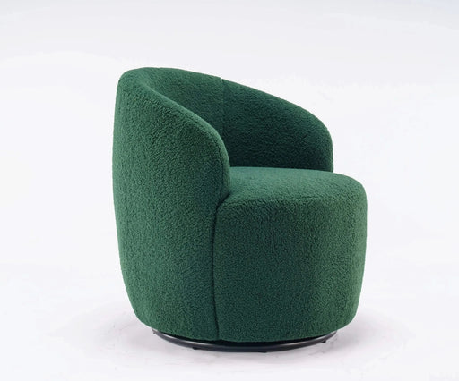 Teddy Fabric Swivel Accent Armchair Barrel Chair With Powder Coating Metal Ring-DTYStore