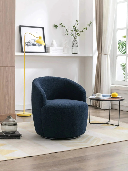 Teddy Fabric Swivel Accent Armchair Barrel Chair With Powder Coating Metal Ring-DTYStore