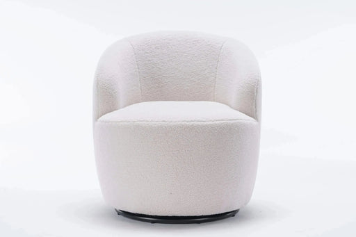 Teddy Fabric Swivel Accent Armchair Barrel Chair With Powder Coating Metal Ring-DTYStore