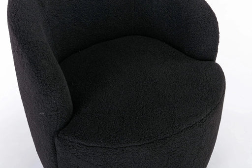 Teddy Fabric Swivel Accent Armchair Barrel Chair With Powder Coating Metal Ring-DTYStore