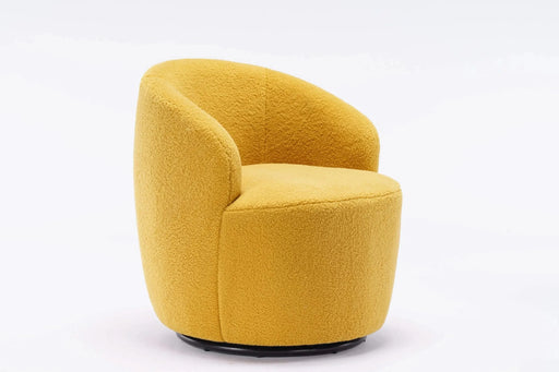 Teddy Fabric Swivel Accent Armchair Barrel Chair With Powder Coating Metal Ring-DTYStore