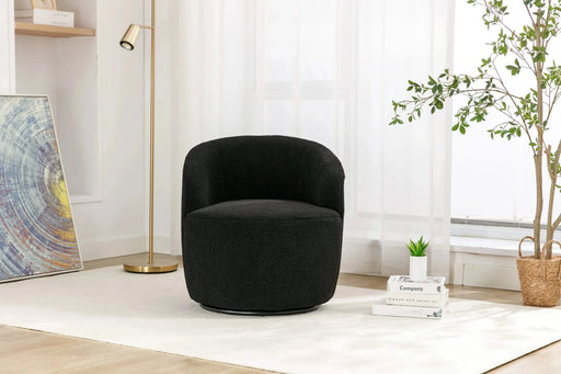 Teddy Fabric Swivel Accent Armchair Barrel Chair With Powder Coating Metal Ring-DTYStore