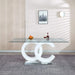 Tempered Glass Dining Table with White MDF Middle Support and Stainless Steel Base for Modern Design Default -DTYStore
