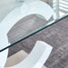 Tempered Glass Dining Table with White MDF Middle Support and Stainless Steel Base for Modern Design Default -DTYStore