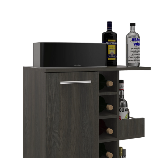 Tennessee Bar Cart, One Cabinet With Division, Six Cubbies For Liquor, Two Shelves Default -DTYStore