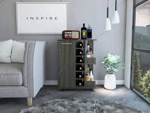 Tennessee Bar Cart, One Cabinet With Division, Six Cubbies For Liquor, Two Shelves Default -DTYStore