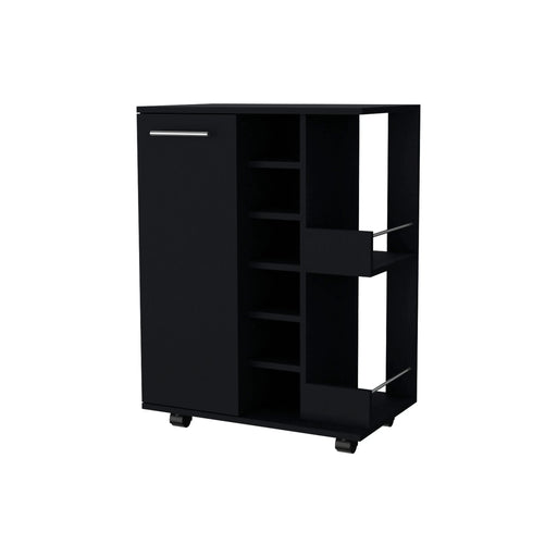 Tennessee Bar Cart, One Cabinet With Division, Six Cubbies For liquor, Two Shelves Default -DTYStore