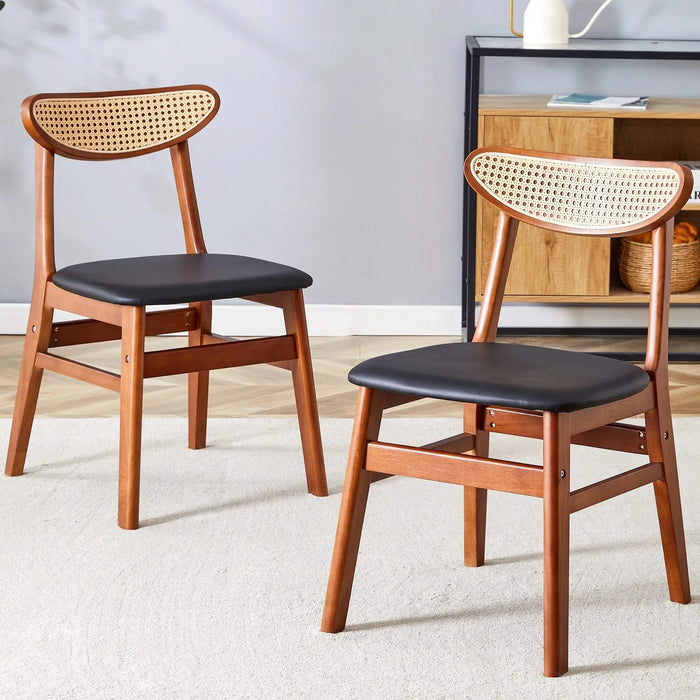 The stylish and durable solid wood dining chair, small curved back, PU cushion, and beautiful shape match perfectly with any room and everyday use Default -DTYStore