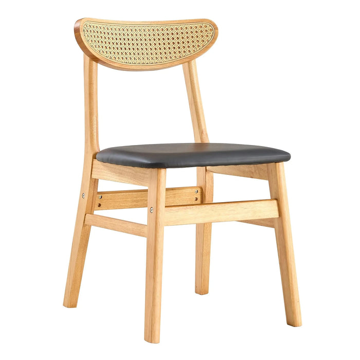 The stylish and durable solid wood dining chair, small curved back, PU cushion, and beautiful shape match perfectly with any room and everyday use Default -DTYStore