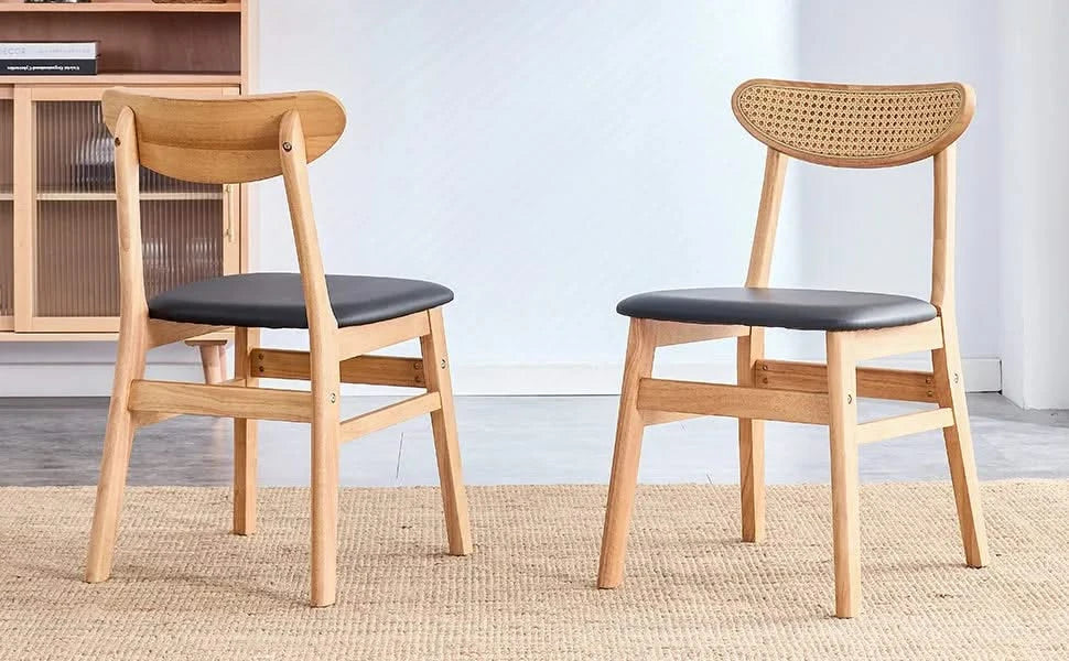 The stylish and durable solid wood dining chair, small curved back, PU cushion, and beautiful shape match perfectly with any room and everyday use Default -DTYStore
