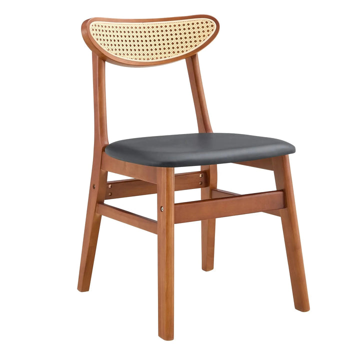 The stylish and durable solid wood dining chair, small curved back, PU cushion, and beautiful shape match perfectly with any room and everyday use Default -DTYStore