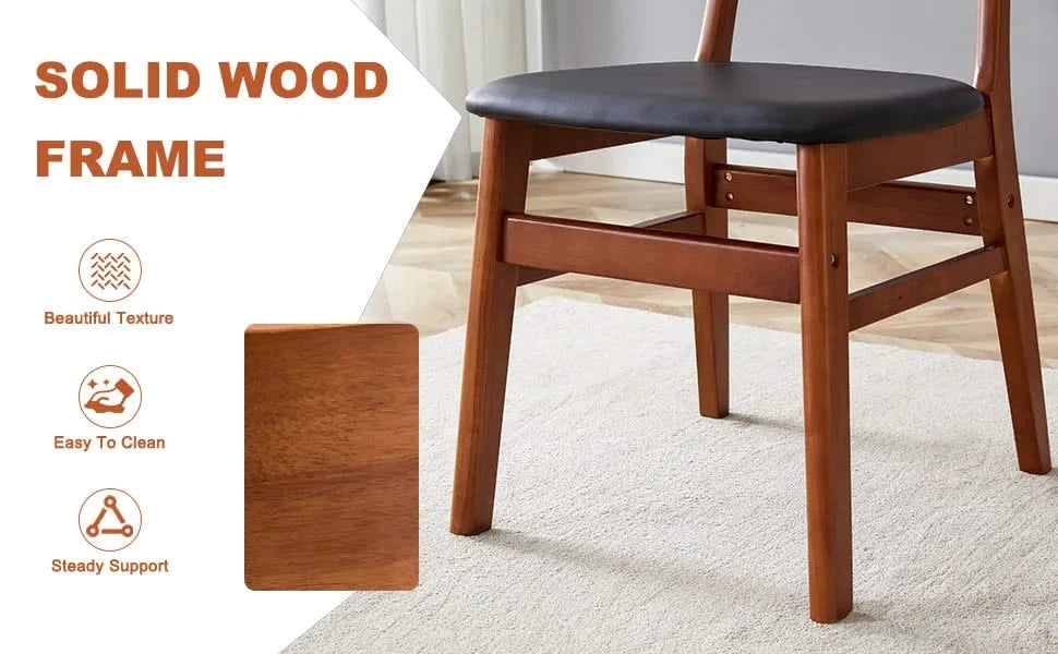 The stylish and durable solid wood dining chair, small curved back, PU cushion, and beautiful shape match perfectly with any room and everyday use Default -DTYStore