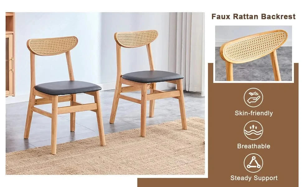 The stylish and durable solid wood dining chair, small curved back, PU cushion, and beautiful shape match perfectly with any room and everyday use Default -DTYStore
