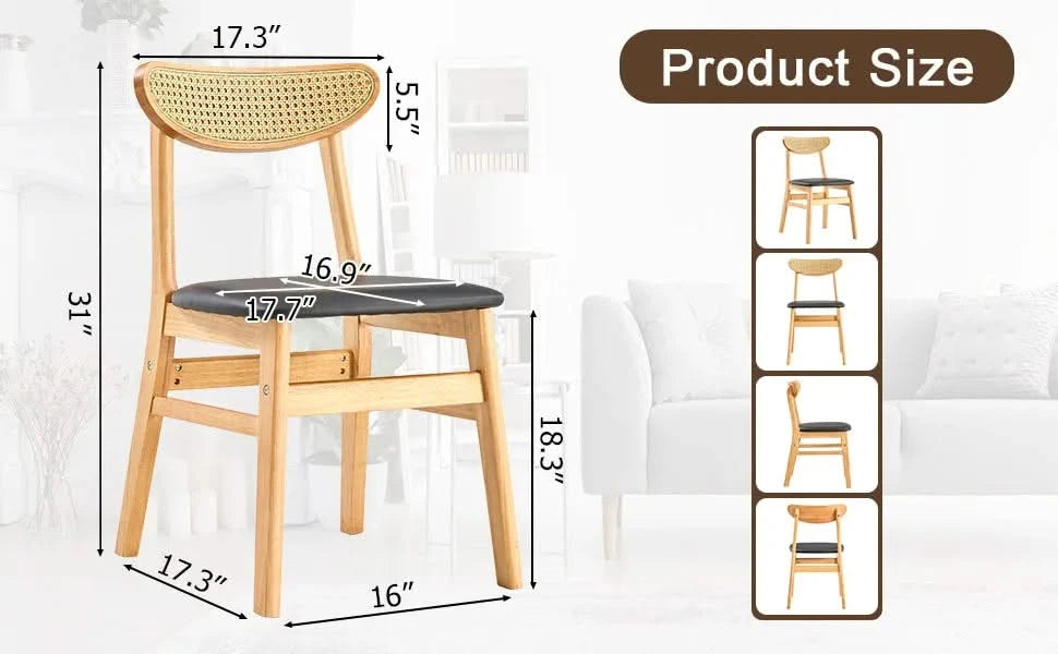 The stylish and durable solid wood dining chair, small curved back, PU cushion, and beautiful shape match perfectly with any room and everyday use Default -DTYStore